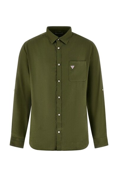 Guess Roll-Up Men's Linen Blend Regular Fit Shirt