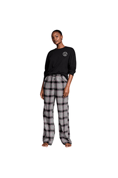 Victoria's Secret Long Cotton Pajamas – Black / Pink