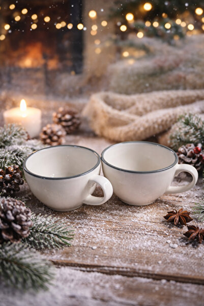 Evila Set of 2 Porcelain Mugs with Colorful Line Detail |   Coffee & Tea Cup ...