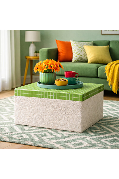 stork woods El Yapımı Mozaik Orta Sehpa | Dekoratif Sıva Cam Mozaik Sehpa | M...