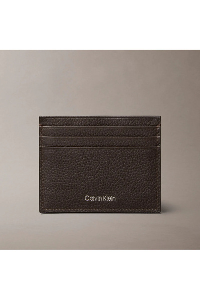 Calvin Klein Ανδρική θήκη για κάρτες με υφή και εκτύπωση - Καφέ