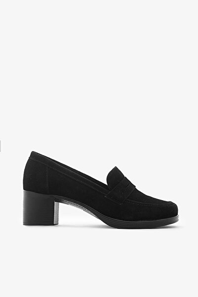 SAYL Черни дамски мокасини от естествена кожа със дебел ток