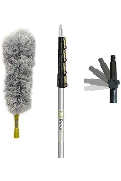 DOCAZOO Set mâner telescopic DocaPole cu mop, microfibră/aluminiu, gri/argint...
