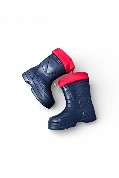 AkınalBella Navy Blue Boys' Waterproof Rain Boots with Fleece Lining Inside
