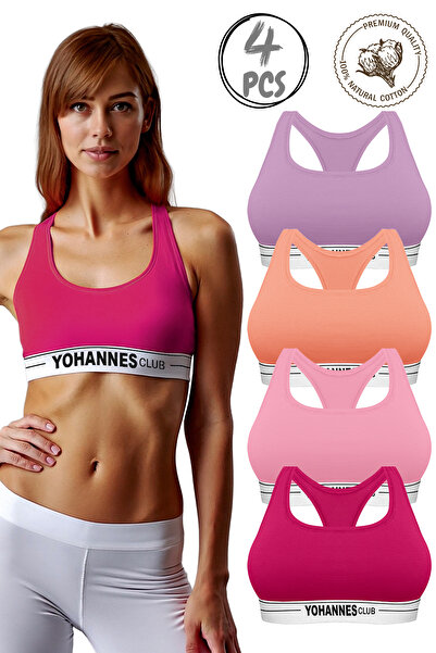 Yohannes Club Yohannesclub, Women's Cotton Bustier Bra, 4-Pack, Extra Comfort...