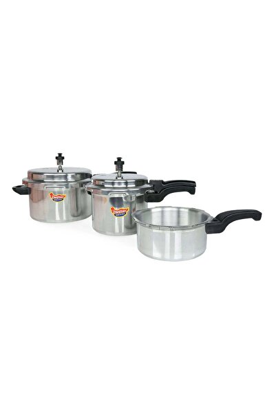 Chefline Aluminum Pressure Cooker Set 5+3+2 Liters