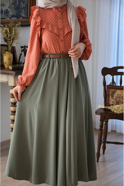 EMİNOS BUTİK Belted Model Skirt