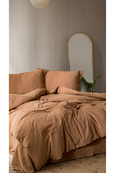 MYLASA HOME Cloudy Mood Muslin Duvet Cover Set Double Size 200X220 cm 100% Co...