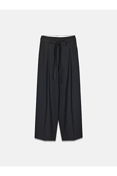 Dilvin 72215 Belted Pleated Trousers-Black