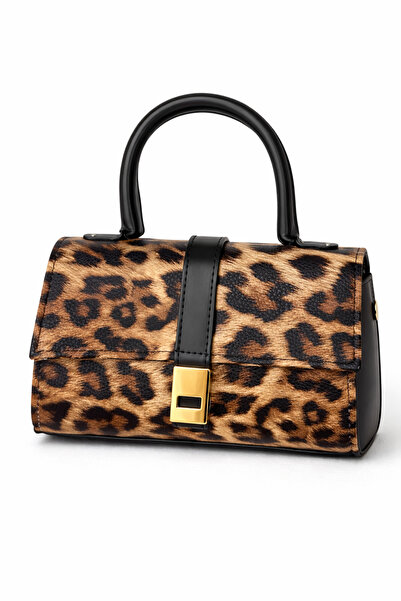 Tasarım حقيبة يد وكتف صغيرة بتفاصيل قفل ذهبي للنساء - حزام طويل