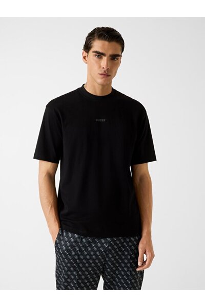 Guess Ανδρικό μαύρο μπλουζάκι με κοντό μανίκι Giano Crew Neck Z6RI16I3Z14-JBLK