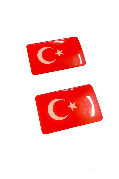 Redline Grafik Türk Bayrağı 3d Sticker 2 Adet Kabartmalı Sticker Arma Universal