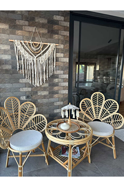 Store Rattandeko Hasır Bahçe Takımı –Bambu Rattan –2 Sandalye + Sehpa -El Yap...