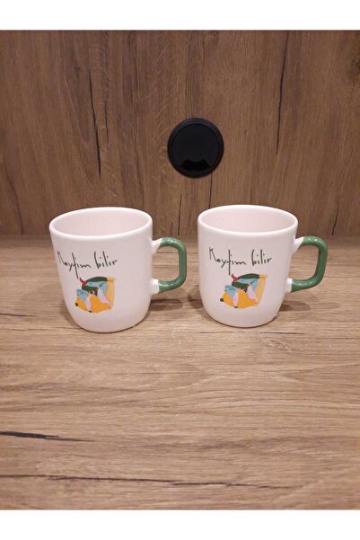 Keramika Ceramic Cup 2 Pieces 8 cm with Motto Green