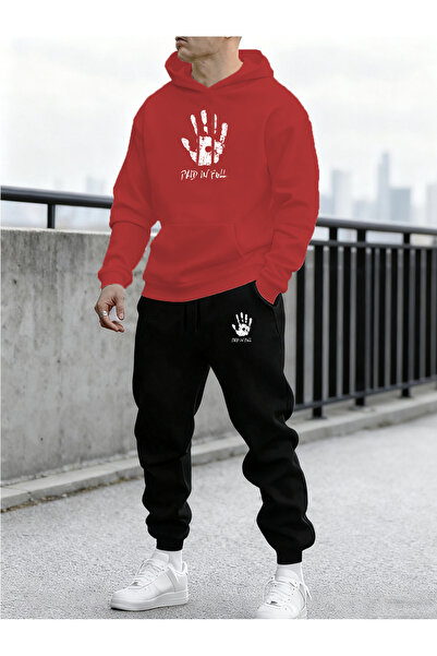 mercoledi Men's El Printed Comfortable Fit Hooded Pocket Top Jogger Elastic C...