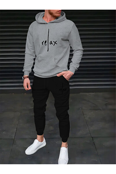 mercoledi Men's Relax Printed Comfortable Fit Hooded Pocket Top Jogger Elasti...