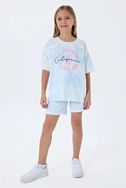 YUYİ U S Polo Licensed 100% Cotton Circular Neck Short Sleeve Girls Shorts Se...