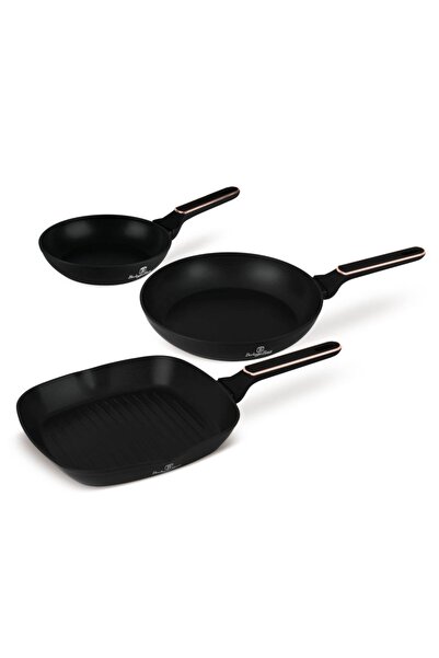 Berlinger Haus Σετ 3 τηγανιών με επίστρωση τιτανίου Black Rose Collection