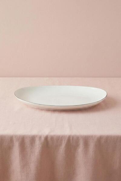 Soley Ceyda |   Platinum Rimmed Porcelain Boat Plate (25 cm)