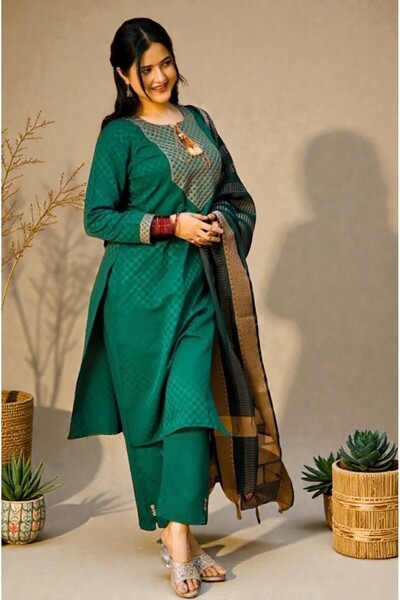 Generic Women Kurti With Pant and Dupatta Set