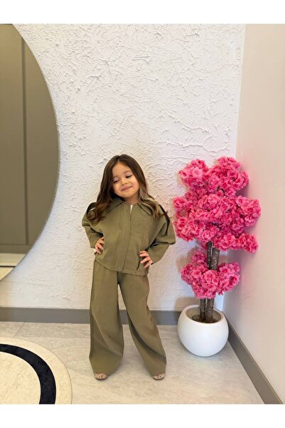 Alvadonna Двукомпонентен комплект за момичета с тъкана ежедневна яке