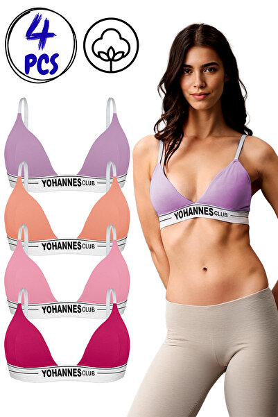 Yohannes Club Yohannesclub, Women's Cotton Triangle Bra, 4-Pack, Super Pack, ...