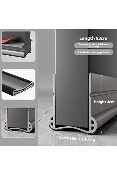 Choice11 شريط مانع للتسرب مرن رمادي اللون، مطور، أسفل الباب، عازل للصوت، مقاو...