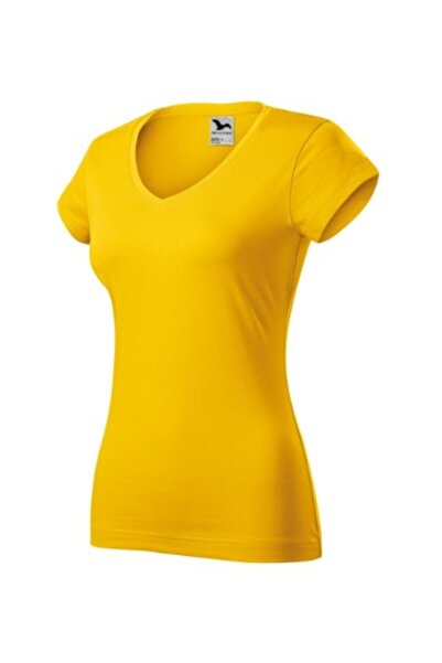 Malfini Women's T-shirt, Fit V-neck 162, Yellow 2XL