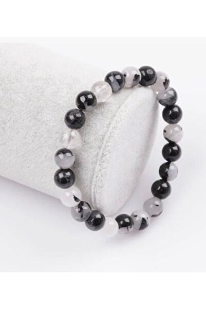 Taşmir سوار من حجر الروتيل الكوارتز الطبيعي بقطع دائري 8 مم