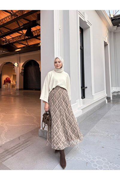 LOCCO Γυναικεία Φούστα Σιφόν με Εθνοτικό Σχέδιο με Λεπτομέρεια Ραπτικής, Ελασ...