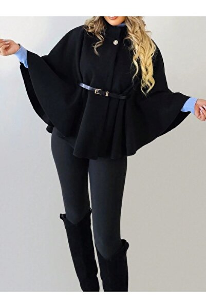 sylar Judge Collar Belt Detail Black Belt Option Available Kaşe Poncho Coffee...