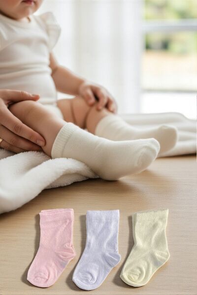 Esinti 3 Pairs of Colorful Patterned Cotton Girls' Socks