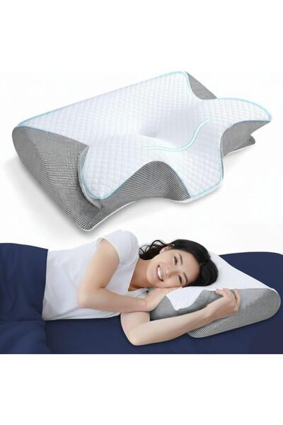 AlsayedP Memory Foam Pillow Neck Hospitality Pillow 2 in 1 Ergonomic Contour ...