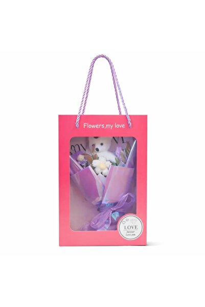 Inovius Purple floral gift with Teddy Bear - KRMS110
