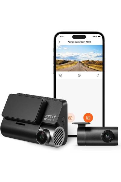 70MAİ 4K Dash Cam A810-2 Set with Sony Starvis 2 IMX678, Dual HDR Front and R...