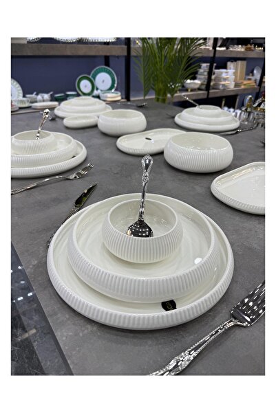 Doğudeko Bianco Line 26 Parça Saf Beyaz Porselen 6 Kişilik Yemek Takımı