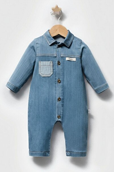 Cantoy Yumuşak Dokulu Kot Görünümlü Erkek Bebek Tulum