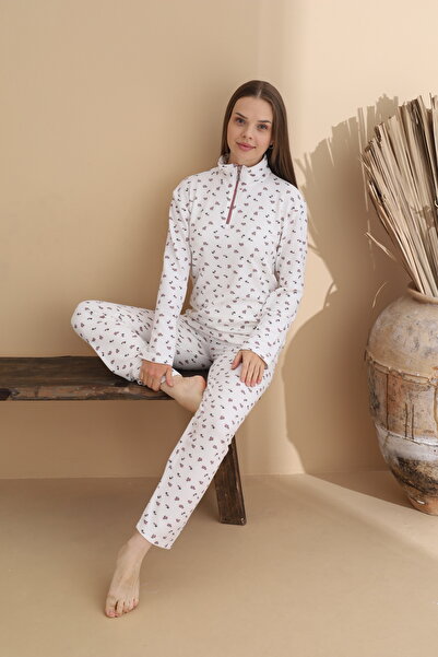 ELİTOL Set de pijamale pentru femei cu mâneci lungi Waffle din material subți...