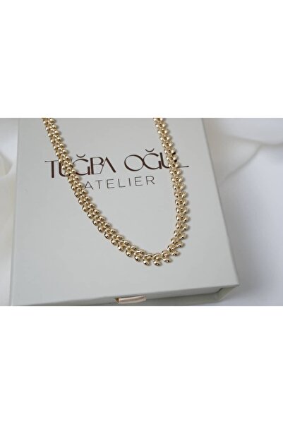 ATELİER TUĞBA قلادة ذهبية اللون KOL195 بسلسلة من الفضة