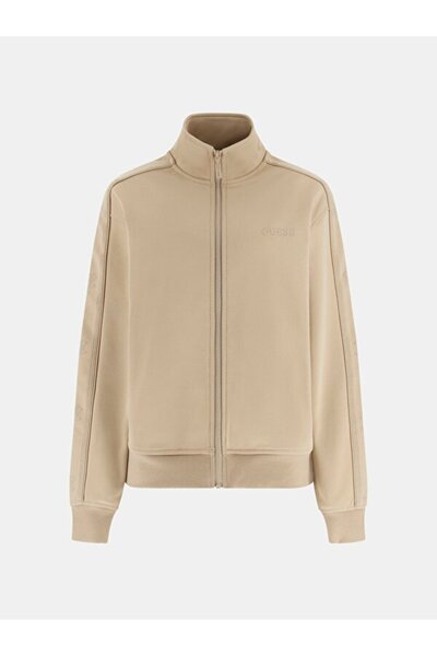 Guess Octavia Yüksek Yaka Tam Fermuarlı Kadın Bej Eşofman Üstü V5BQ15KCX22-G1BW
