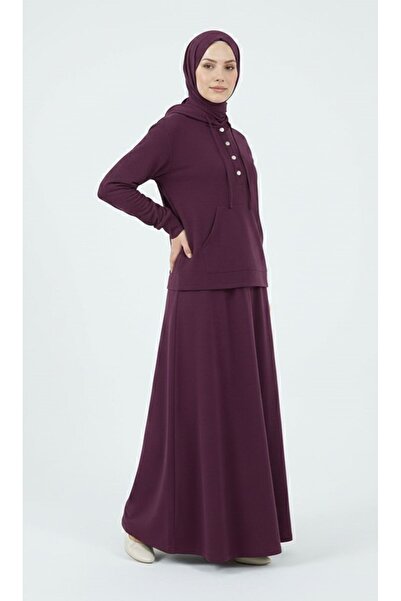Foremia Pat Detail Skirted Suit-Burgundy