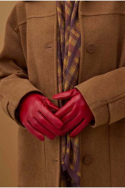 HEQA 100% Leather Short Gloves Red