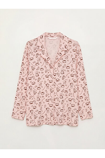 LC Waikiki Pink Shirt Collar Patterned Women's Pajama Set