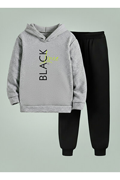 LORVEX Children's Unisex Sweatshirt - Tracksuit Set (Hooded) Li̇me Black B Pr...