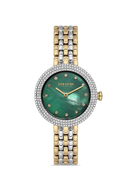 Dice Kayek Dk.1.Ag1397.04 Stone Design Steel Case Steel Band Metallic-Gold Co...