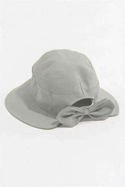 Zoe3 Style Women's Brdy Gray Linen Hat with Bow Detail