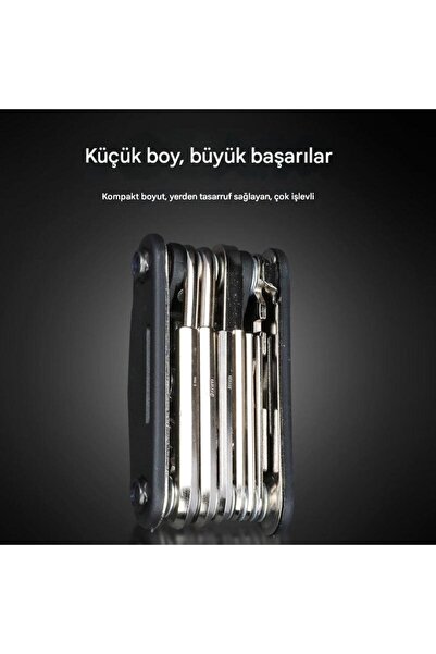 PROMARK UP Siyah Klasik 11 Fonksiyonlu Bisiklet Tamir Seti - Katlanabilir Aly...