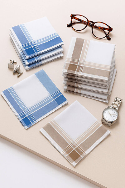 Hepsine Rakip Set de 12 batiste de buzunar pentru bărbați, 39x39 cm, din bumb...