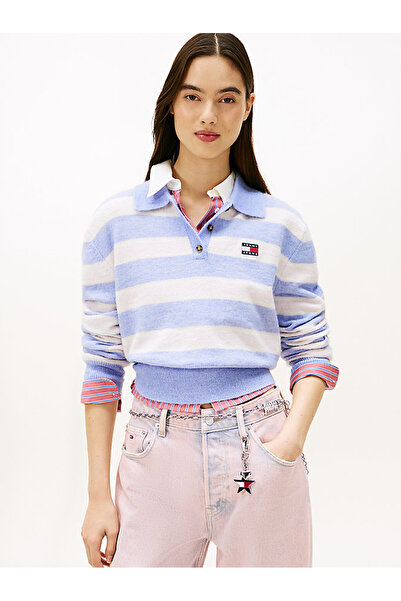 Tommy Hilfiger Kadın TJW Fluffy Polo Yaka Kazak