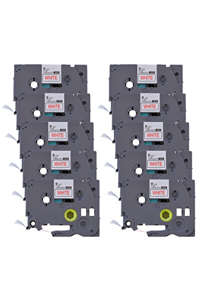 G Print Pack of 10 compatible Brother TZe-222 label tapes, 9 mm, red on white...